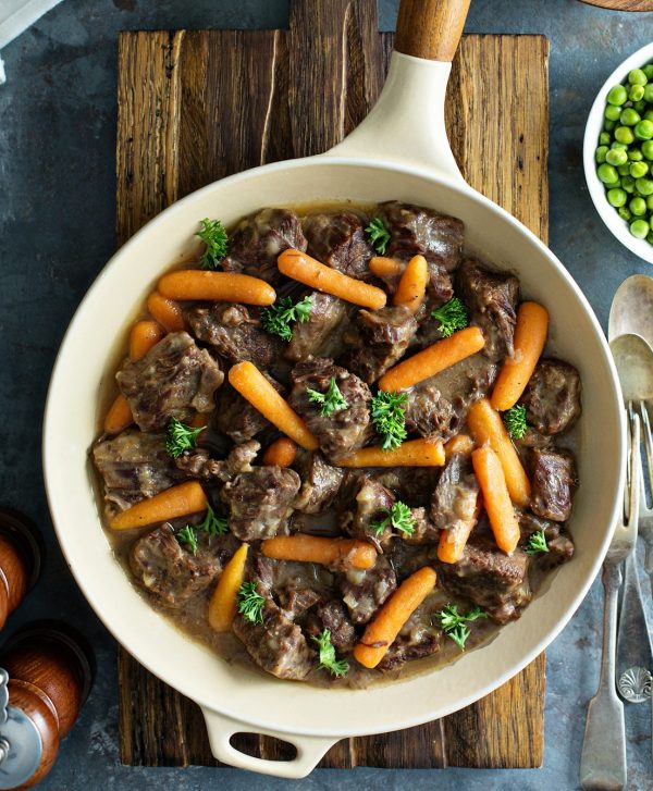 Beef stew with carrots and parsley